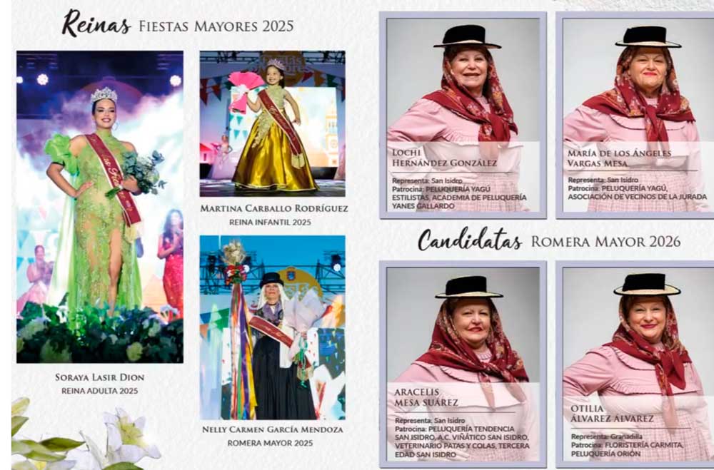 Candidatas a Romera Mayor de las Fiestas Mayores de Granadilla de Abona 2026