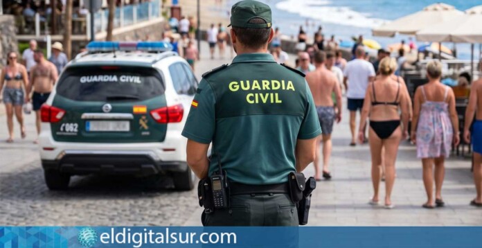 Un agente de la Guardia Civil realiza labores de vigilancia y prevención