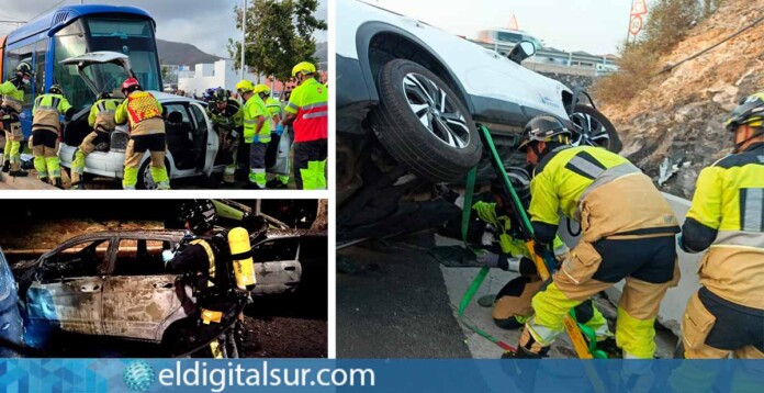 Bomberos de Tenerife durante varias de intervenciones realizadas en las últimas horas