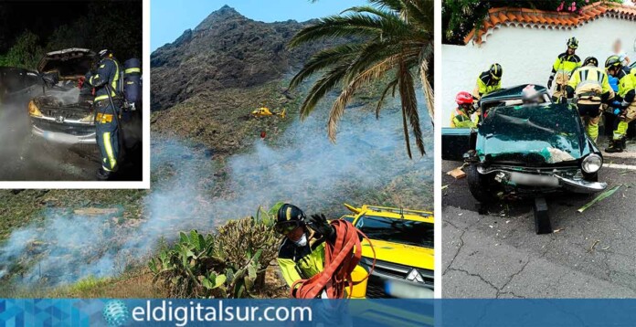 Bomberos de Tenerife actuaron en incendios y accidentes en varios municipios de la Isla