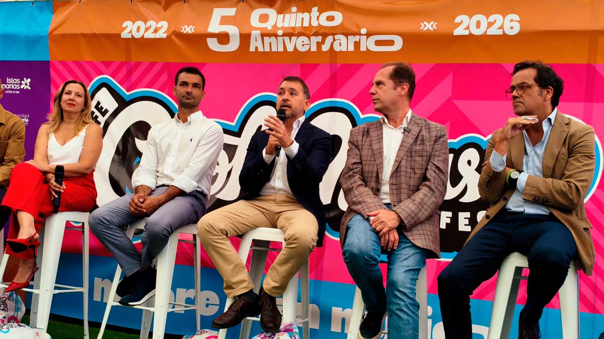 Rosa Dávila y José Manuel Bermúdez, durante la rueda de prensa previa al inicio de la quinta edición del Tenerife Cook Music Fest, celebrada en Santa Cruz de Tenerife