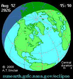 Vista de la Tierra durante el eclipse solar de 2026