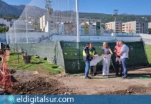Visita institucional al Estadio de Los Cuartos durante las obras de modernización de la instalación