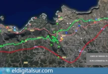 Mapa del tramo de la TF-5 entre Icod de los Vinos y El Tanque que permanecerá cerrado por las obras de asfaltado y de los desvíos habilitados por la TF-42 y la TF-82