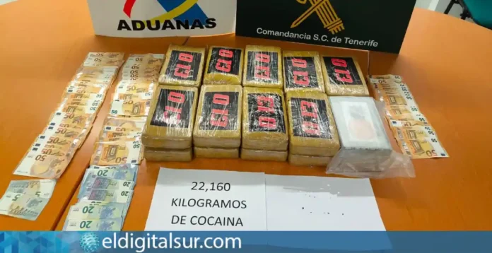 Los 22 kilos de cocaína intervenidos por la Guardia Civil y la Agencia Tributaria en el puerto de Santa Cruz de Tenerife
