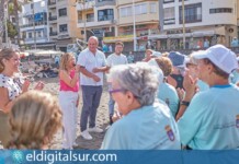 Rosa Dávila, presidenta del Cabildo de Tenerife, durante su visita a las actividades organizadas por el Proyecto FARO junto a vecinos de Granadilla y San Miguel