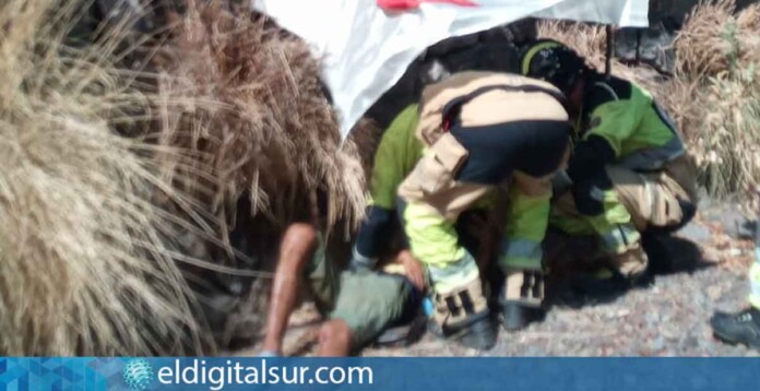 Efectivos de emergencia durante el rescate del hombre de 62 años tras caer por un barranco en Santa Cruz de Tenerife