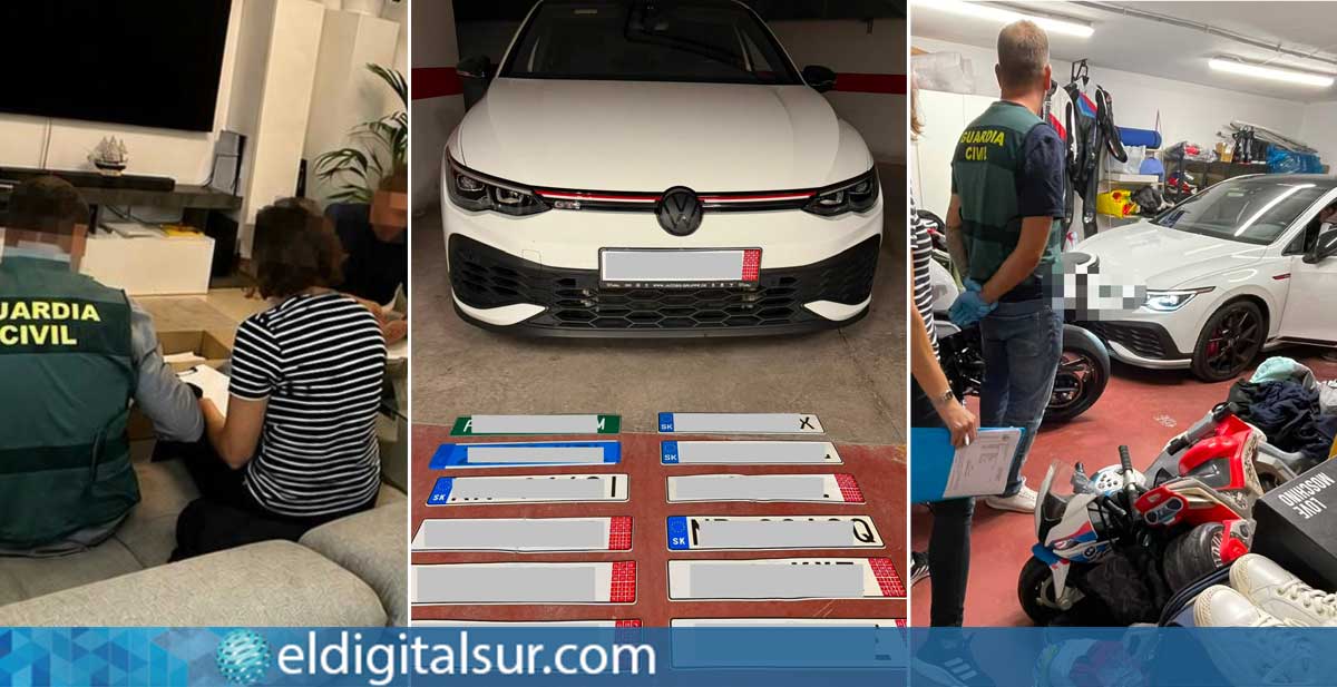 Agentes de la Guardia Civil durante el registro realizado en el domicilio del detenido en Adeje