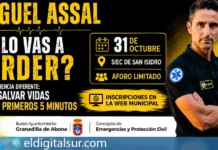 Cartel de la conferencia de Miguel Assal sobre primeros auxilios, emergencias y autoprotección, que se celebrará el 31 de octubre en el SIEC de San Isidro
