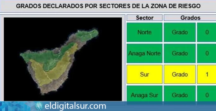 El Cabildo activa el Grado 1 de riesgo de incendio en el sur de Tenerife