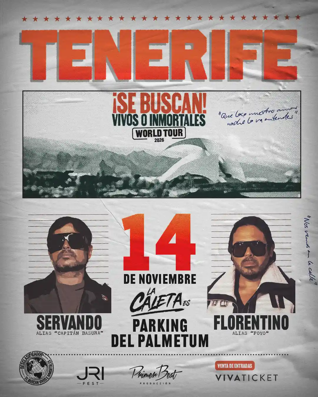 Cartel del concierto de Servando y Florentino en Tenerife, previsto para el 14 de noviembre de 2026
