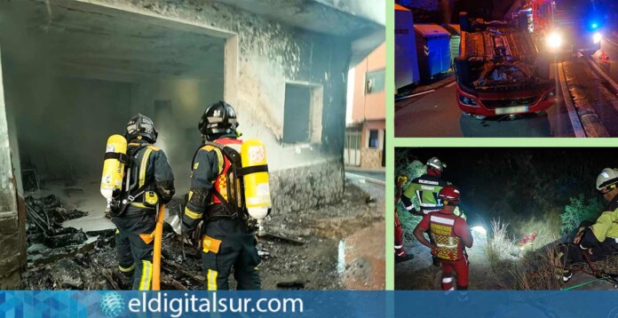 Bomberos de Tenerife intervienen en varios incendios, rescates y accidentes durante el fin de semana