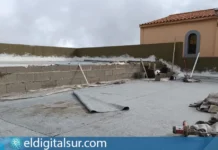 Obras de impermeabilización en la plaza de El Ortigal, en La Laguna