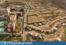 Vista aérea del entorno de Casas Baratas, en las inmediaciones del Puertito de Adeje