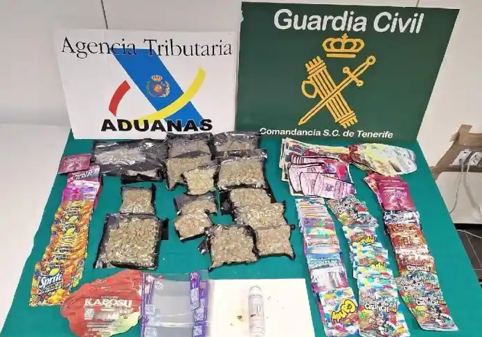Material estupefaciente y productos comestibles de cannabis intervenidos por los agentes en el aeropuerto de Tenerife Sur