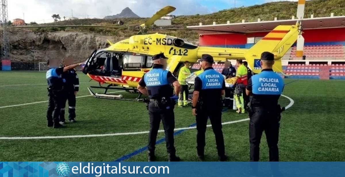 Traslado en helicóptero de un Joven británico sufre grave accidente de bicicleta en Arona