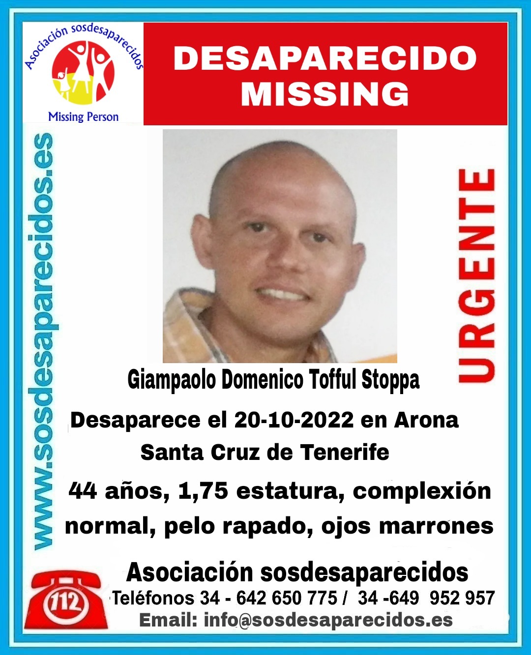 Desaparecido Giampaolo Tofful fue visto por última vez en Arona