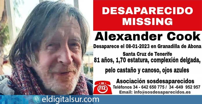 Alexander Cook: Desaparecido en Granadilla Tenerife