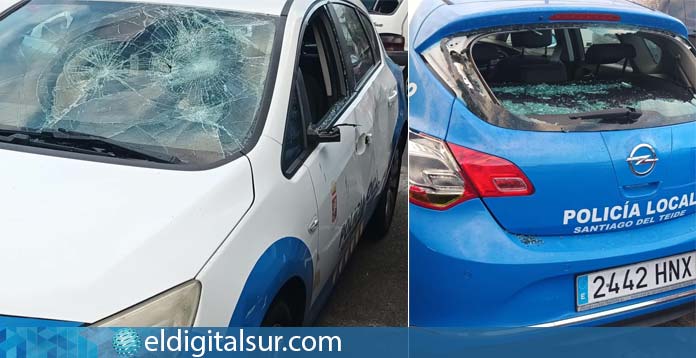 Coche Policía Local Destruido fiestas de Tamaimo