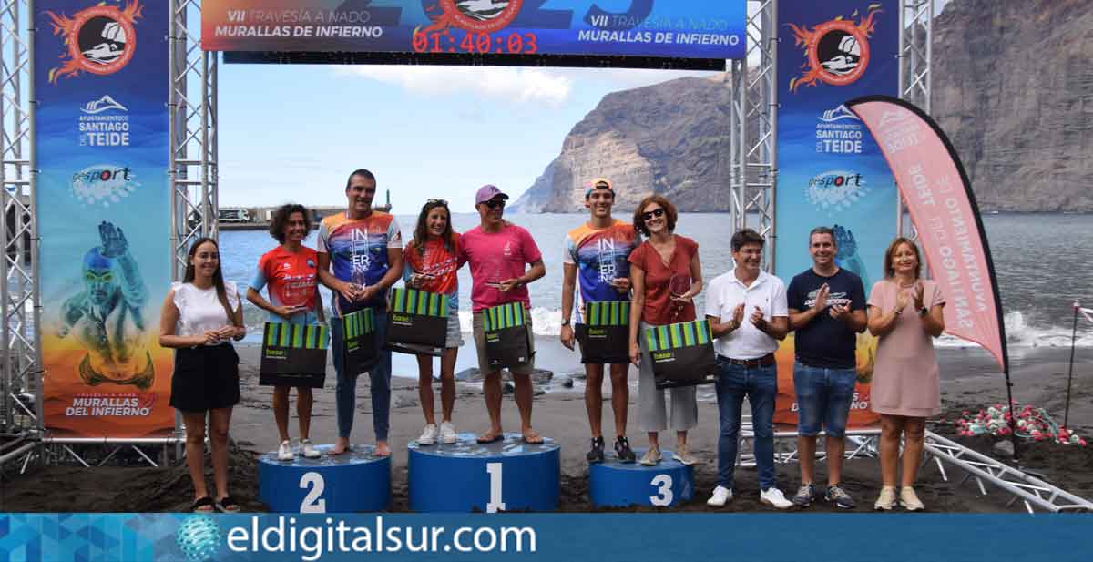 Podium maasculino y femenino general distancia de 6,5 km