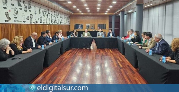 reunión-educacion-arico-170124 Un momento de la reunión con el consejero de Educación y el Director General de Infraestructuras